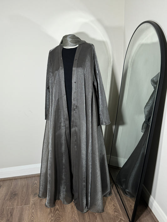 Grey Green Elegance Abaya Set