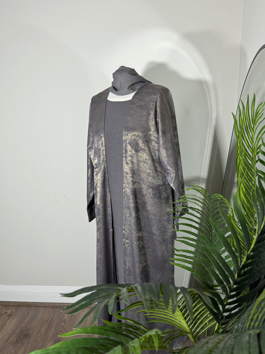 Mauve foil abaya set