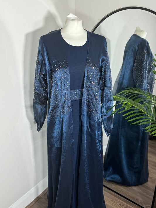 Azure Guilded Abaya Set